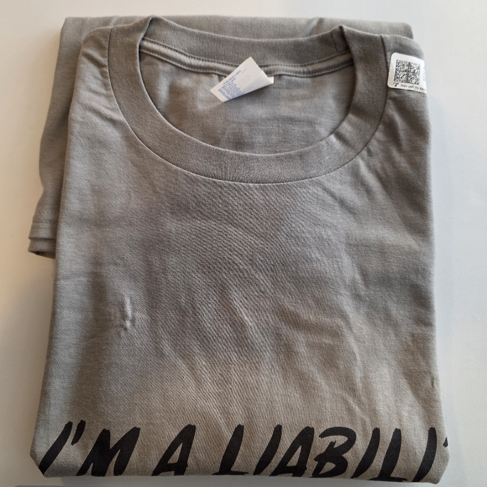 Port and Company I'm A Liabilty Gray Graphic T-Shirt Size XL NWT AB-1846